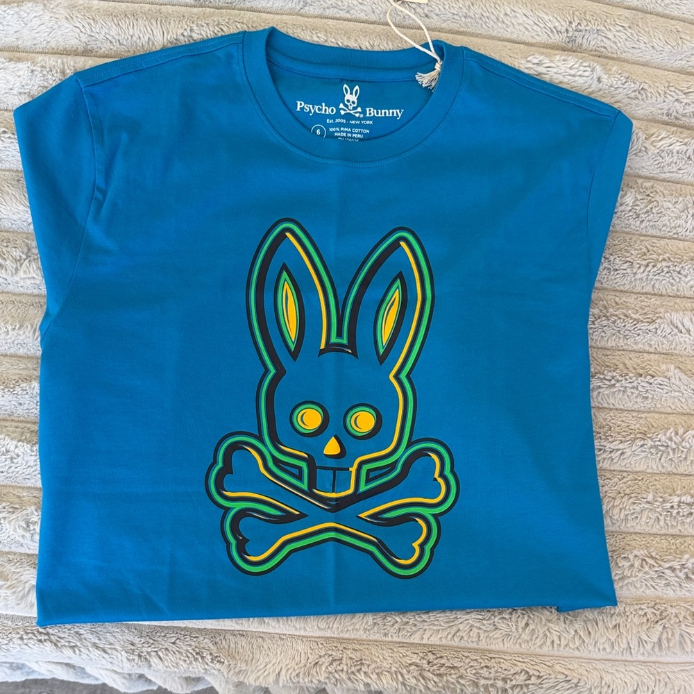 Psycho Bunny Men Blue Graphic Tee